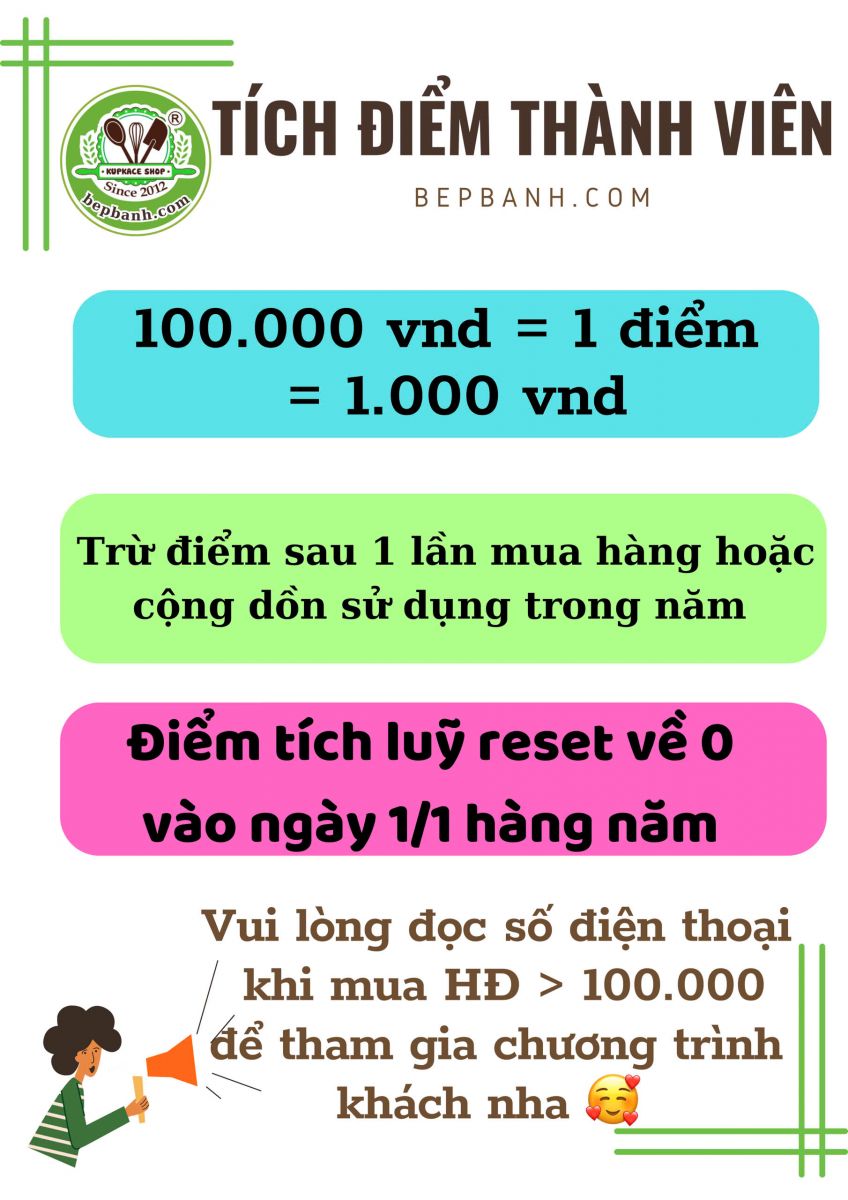 Chính Sách Tích Điểm tại Đồ Làm Bánh Bepbanh.com