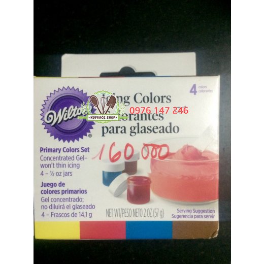 Bộ 4 màu thực phẩm Wilton cơ bản 0.5oz