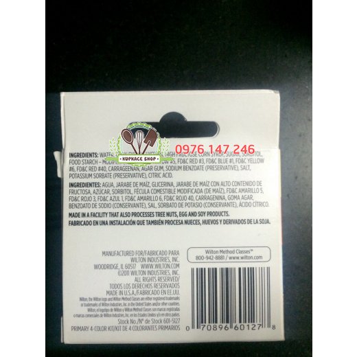Bộ 4 màu thực phẩm Wilton cơ bản 0.5oz