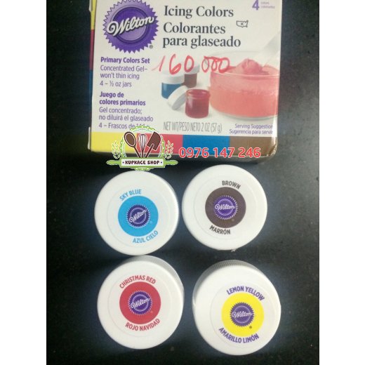 Bộ 4 màu thực phẩm Wilton cơ bản 0.5oz
