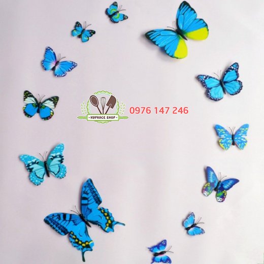 Bộ 12 bướm 3D trang trí