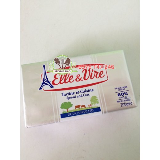 Bơ lạt Elle & Vire trắng 60% béo 200gr