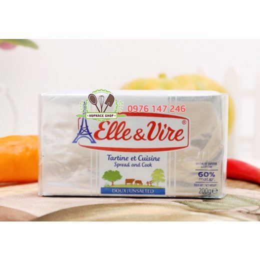 Bơ lạt Elle & Vire trắng 60% béo 200gr