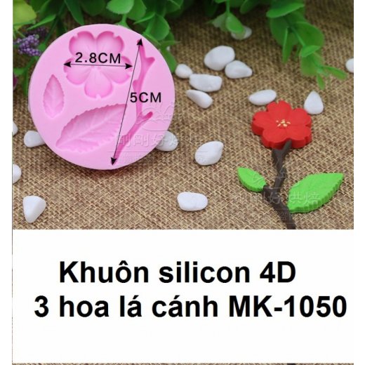 Khuôn silicon 4D 3 hoa lá cành MK-1050