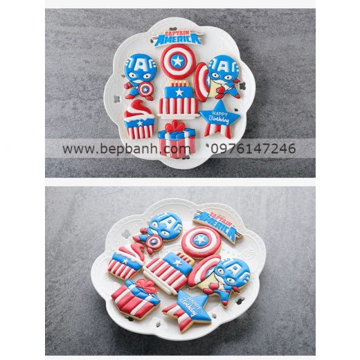 Bộ nhấn nhựa 8 hoạt hình Captain America