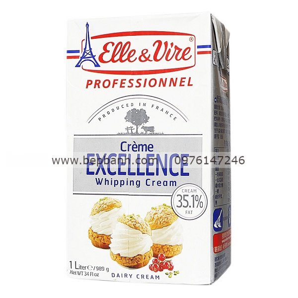 Kem tươi whipping cream Elle&Vire 1L