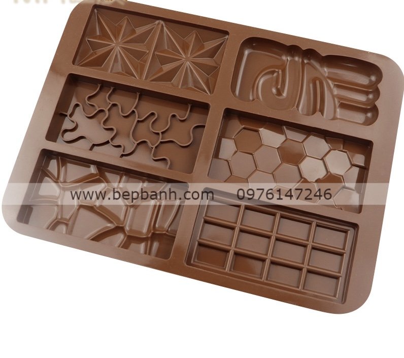 Khuôn silicon vỉ 6 miếng chocolate