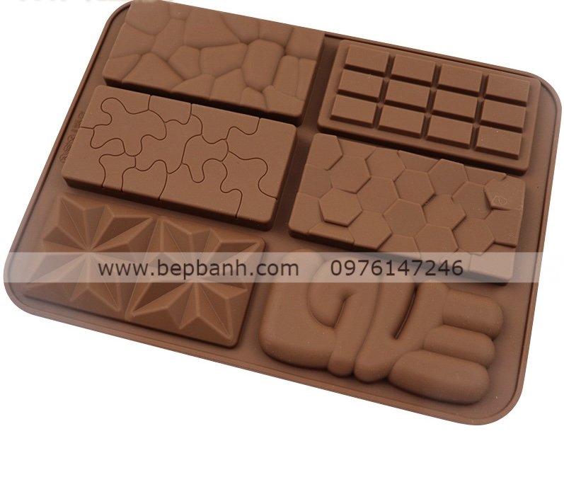 Khuôn silicon vỉ 6 miếng chocolate