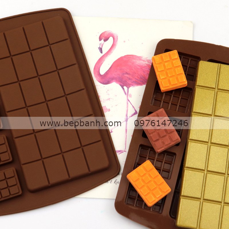Khuôn silicon vỉ 6 miếng chocolate to nhỏ
