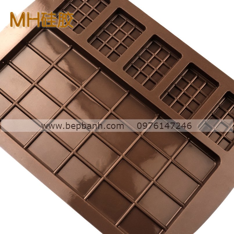 Khuôn silicon vỉ 6 miếng chocolate to nhỏ