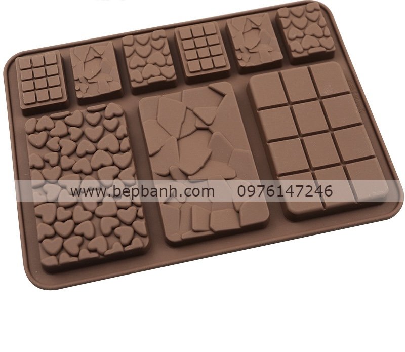 Khuôn silicon vỉ 9 miếng chocolate