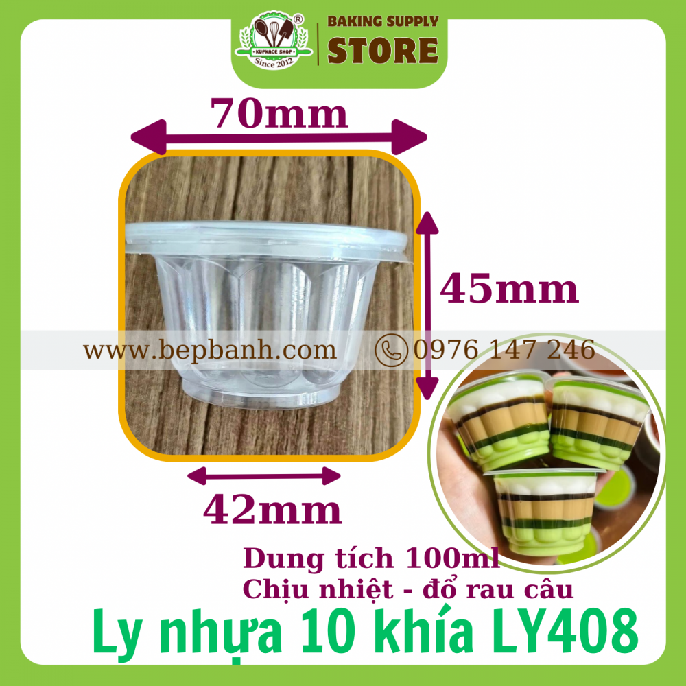 Bộ 50 ly nhựa 10 khía LY408