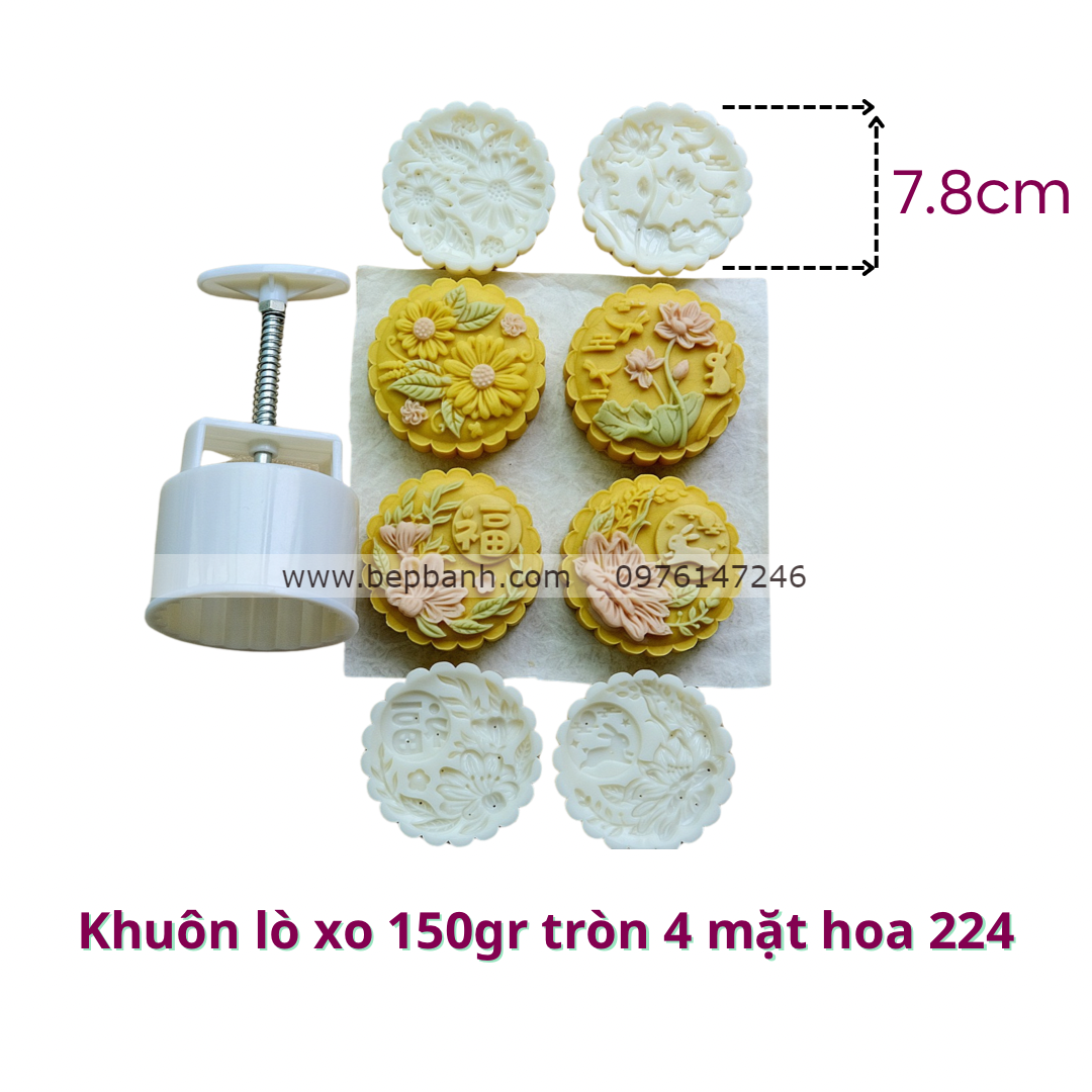 Khuôn lò xo 150gr tròn 4 mặt hoa 224