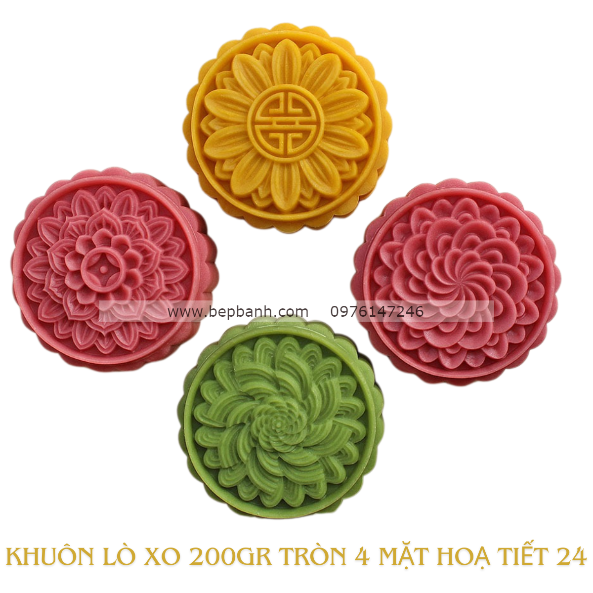 Khuôn lò xo 200gr tròn 4 mặt hoạ tiết 24