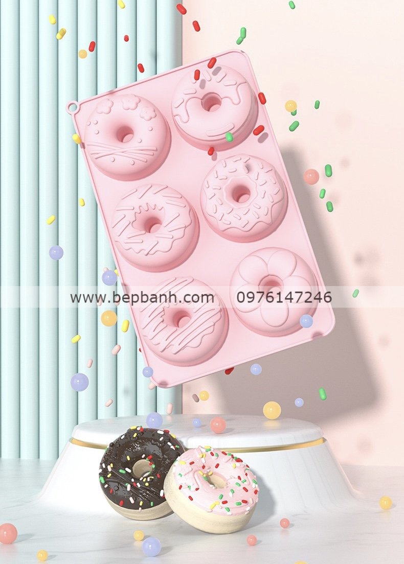 Khuôn silicon 6 donut khúc bạch