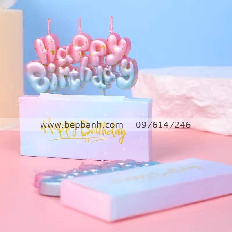 Nến Happy Birthday Xanh Hồng