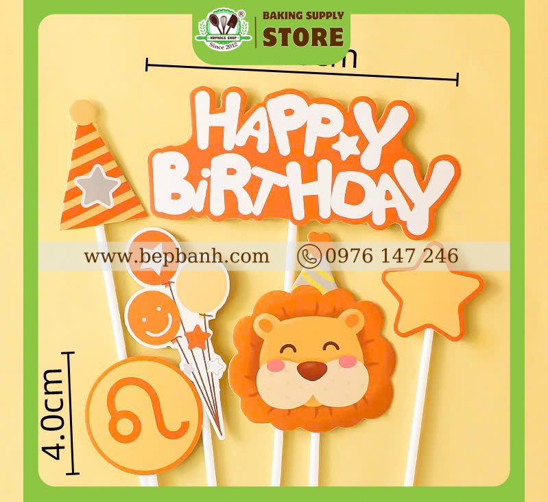 Topper cắm bánh - Birthday sư tử