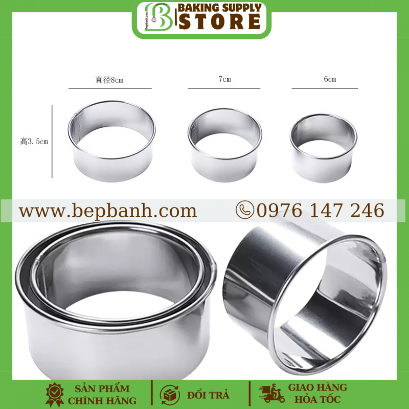 Bộ 3 nhấn inox tròn 678