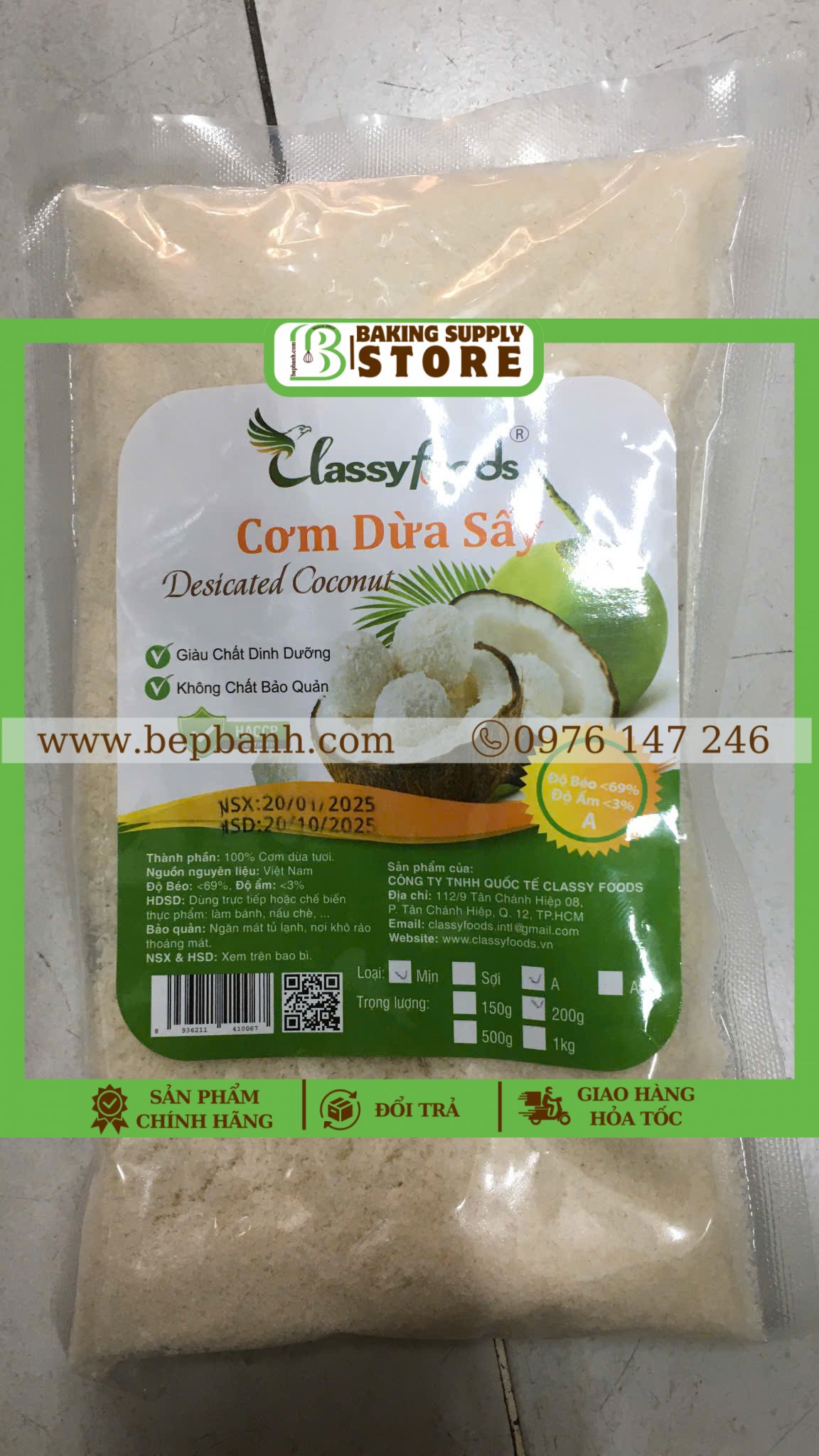 Cơm dừa sấy MỊN CF 200gr Cơm dừa sấy MỊN CF 200gr
