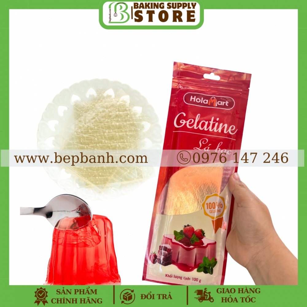 Gelatine lá bạc Hola 100gr