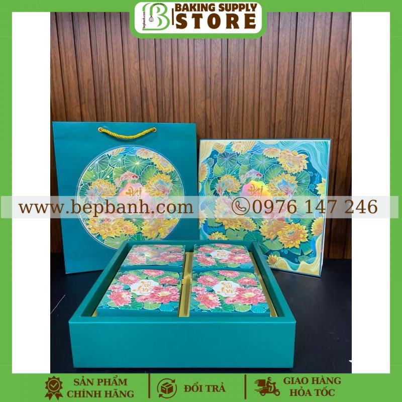 Hộp giấy trung thu 4 bánh >200gr (4HC) Ngọc Liên 