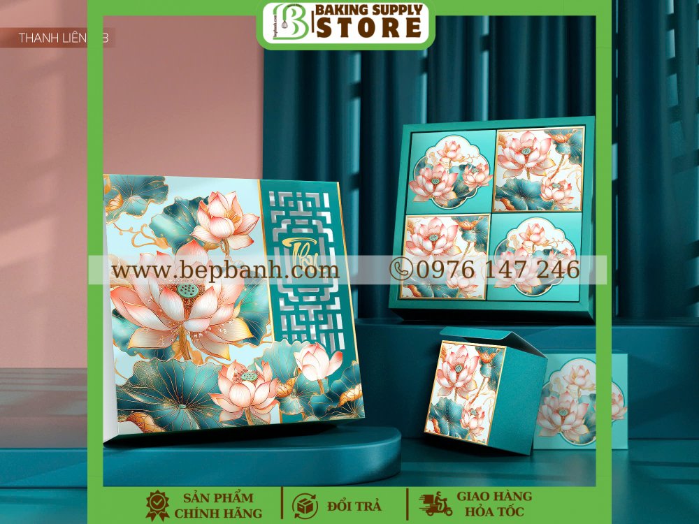 Hộp giấy trung thu 4 bánh >200gr (4HC) Thanh Liên