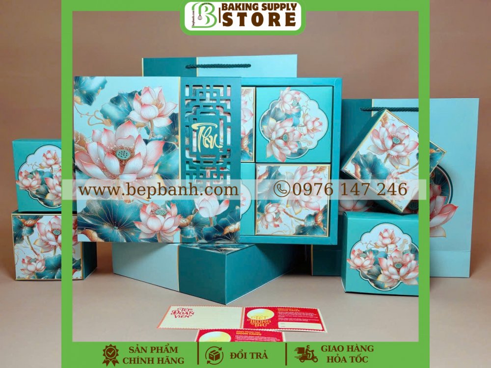 Hộp giấy trung thu 4 bánh >200gr (4HC) Thanh Liên