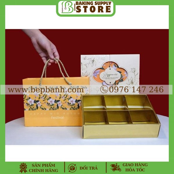 Hộp giấy trung thu 6 bánh 100gr - Hoa Viên