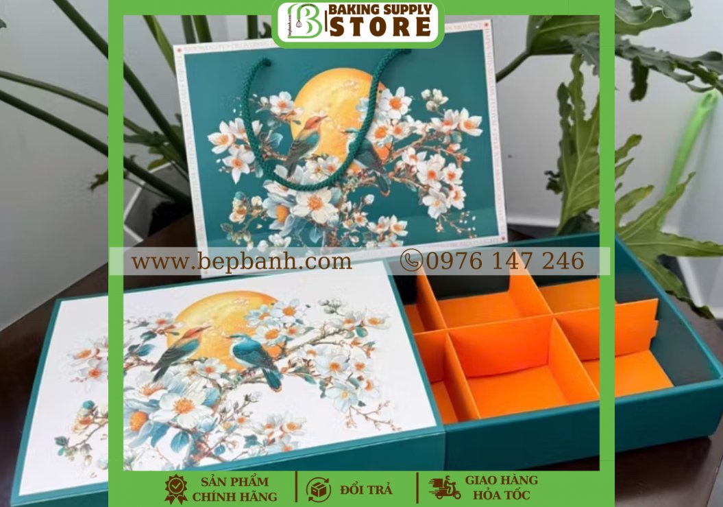 Hộp giấy trung thu 6 bánh 100gr Tuyết Ca