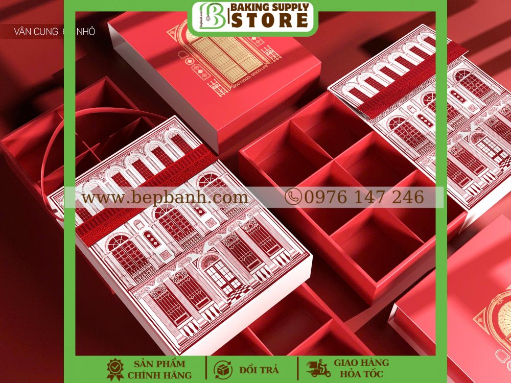 Hộp giấy trung thu 6 bánh 100gr Vân Cung