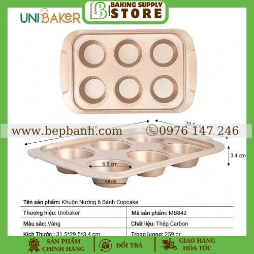 Khuôn cupcake 6 lỗ Uni MB842 
