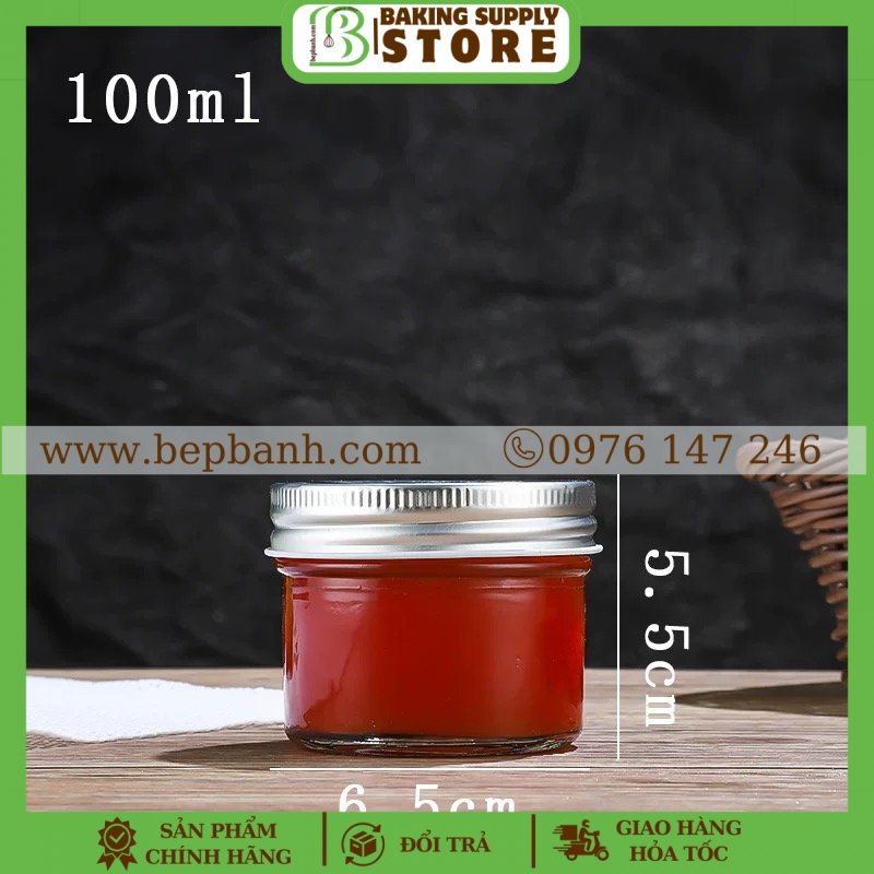 Lốc 6 hũ thuỷ tinh nắp nhôm 100ml