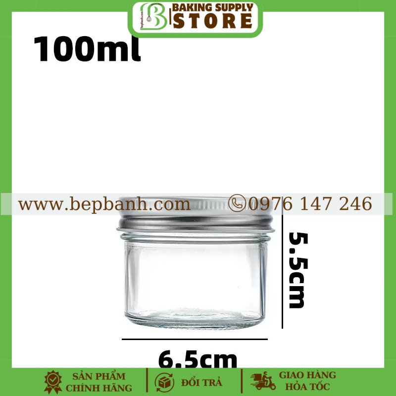Lốc 6 hũ thuỷ tinh nắp nhôm 100ml