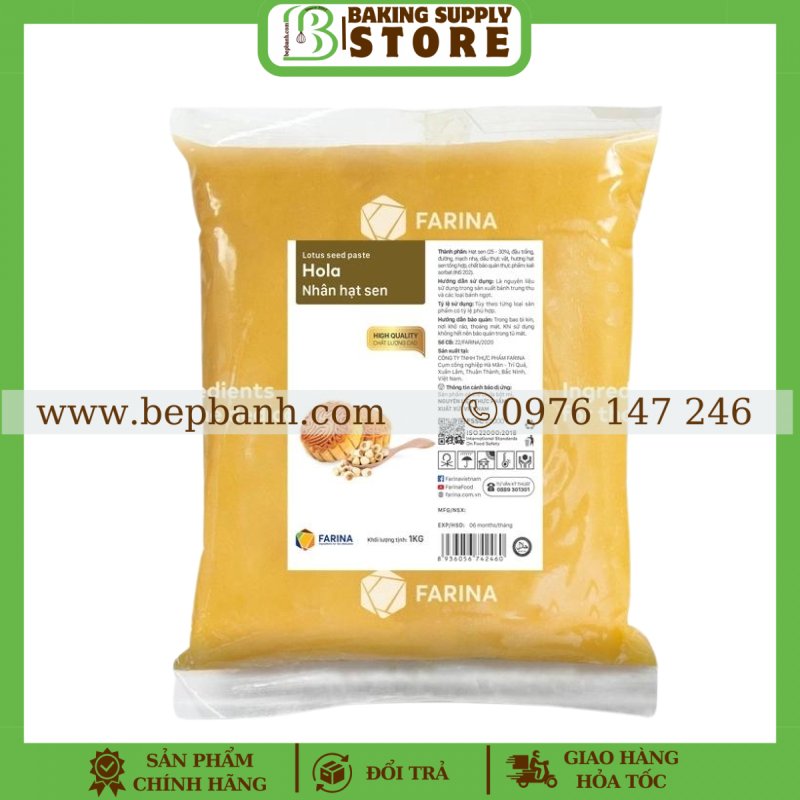 Nhân trung thu sên sẵn Hola Farina 1 kg - Hạt Sen