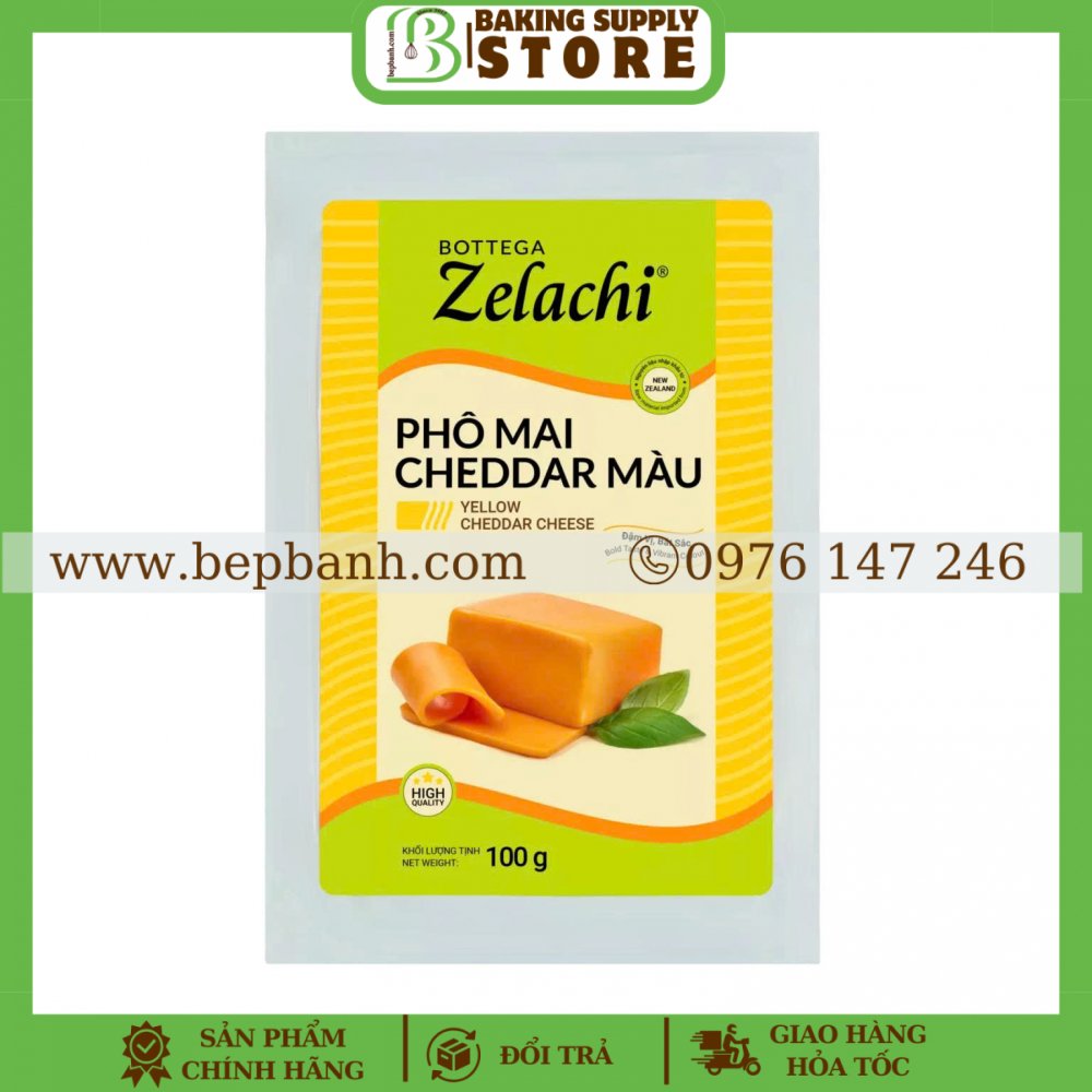 Phô mai cheddar màu Zelachi 100g