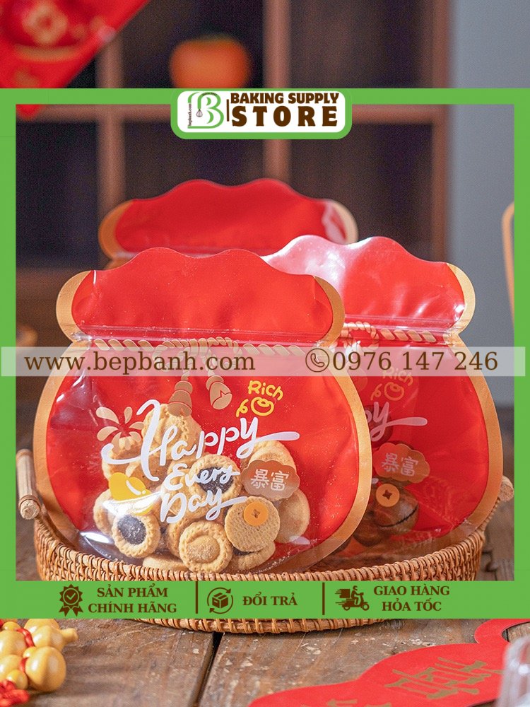 Set 5 túi zip túi vàng 18*18