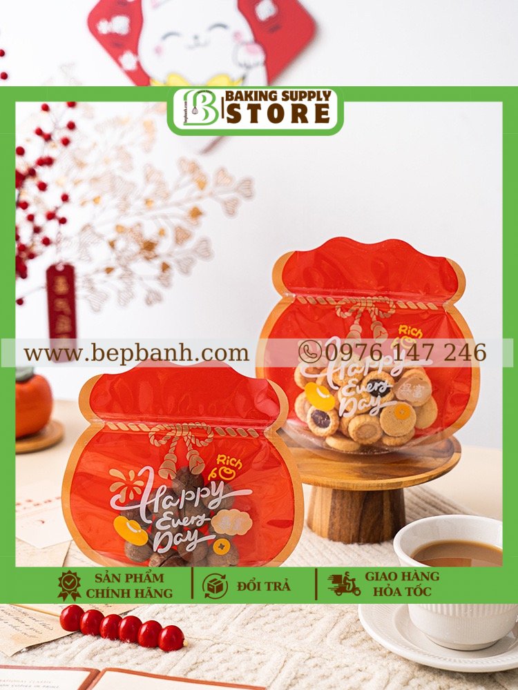 Set 5 túi zip túi vàng 18*18