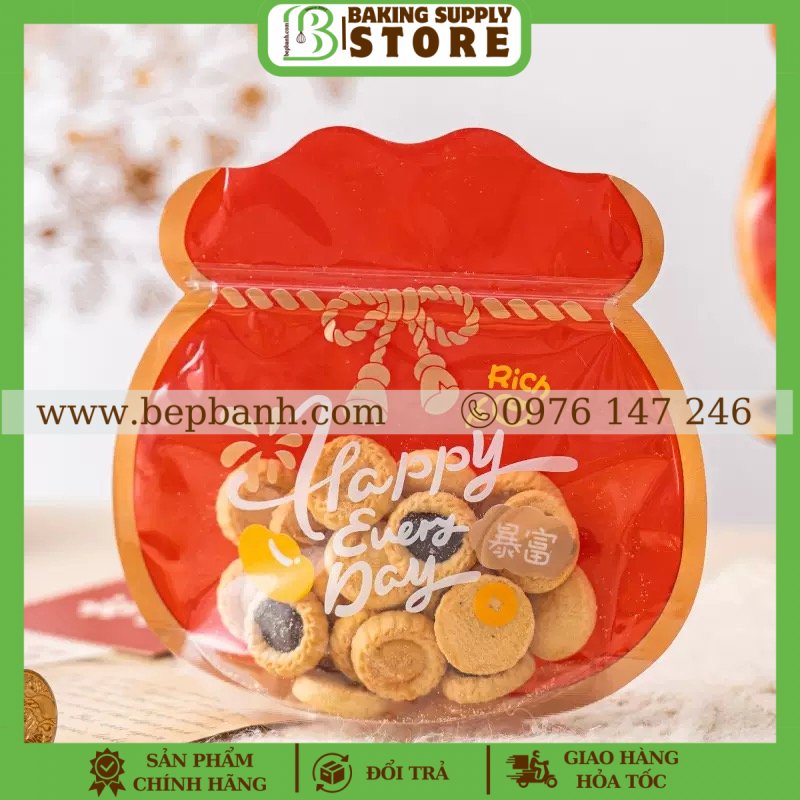 Set 5 túi zip túi vàng 18*18