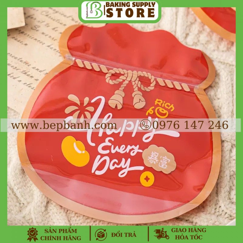 Set 5 túi zip túi vàng 18*18