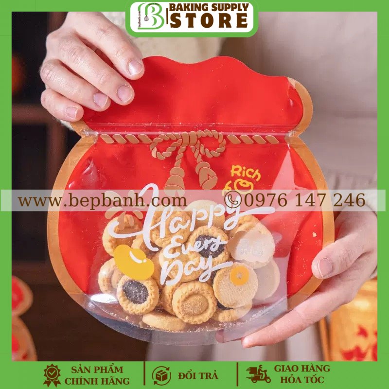 Set 5 túi zip túi vàng 18*18