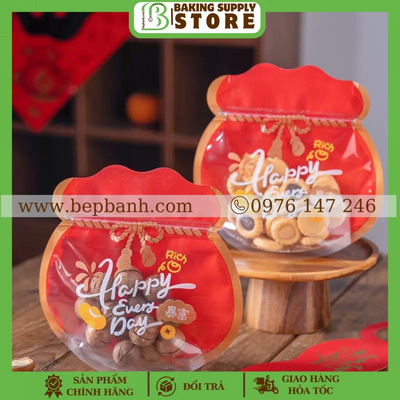 Set 5 túi zip túi vàng 18*18