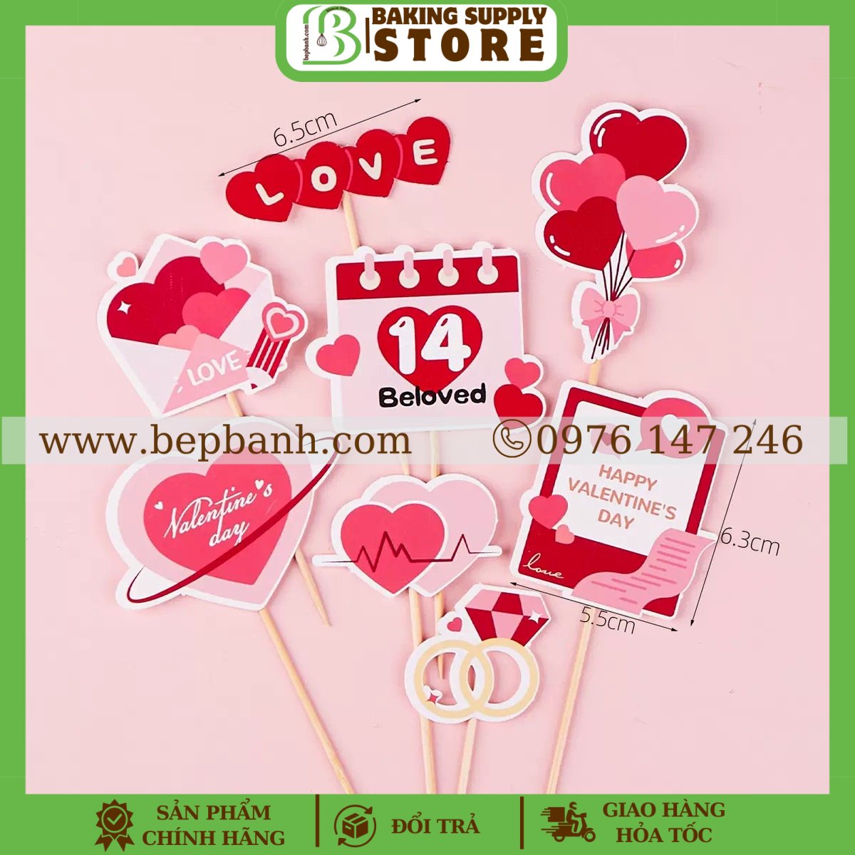 Topper cắm bánh - 8 valentine