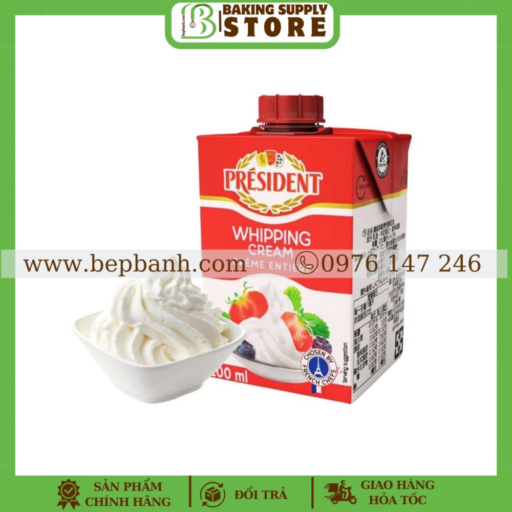 Whipping Cream / kem tươi President 200ml
