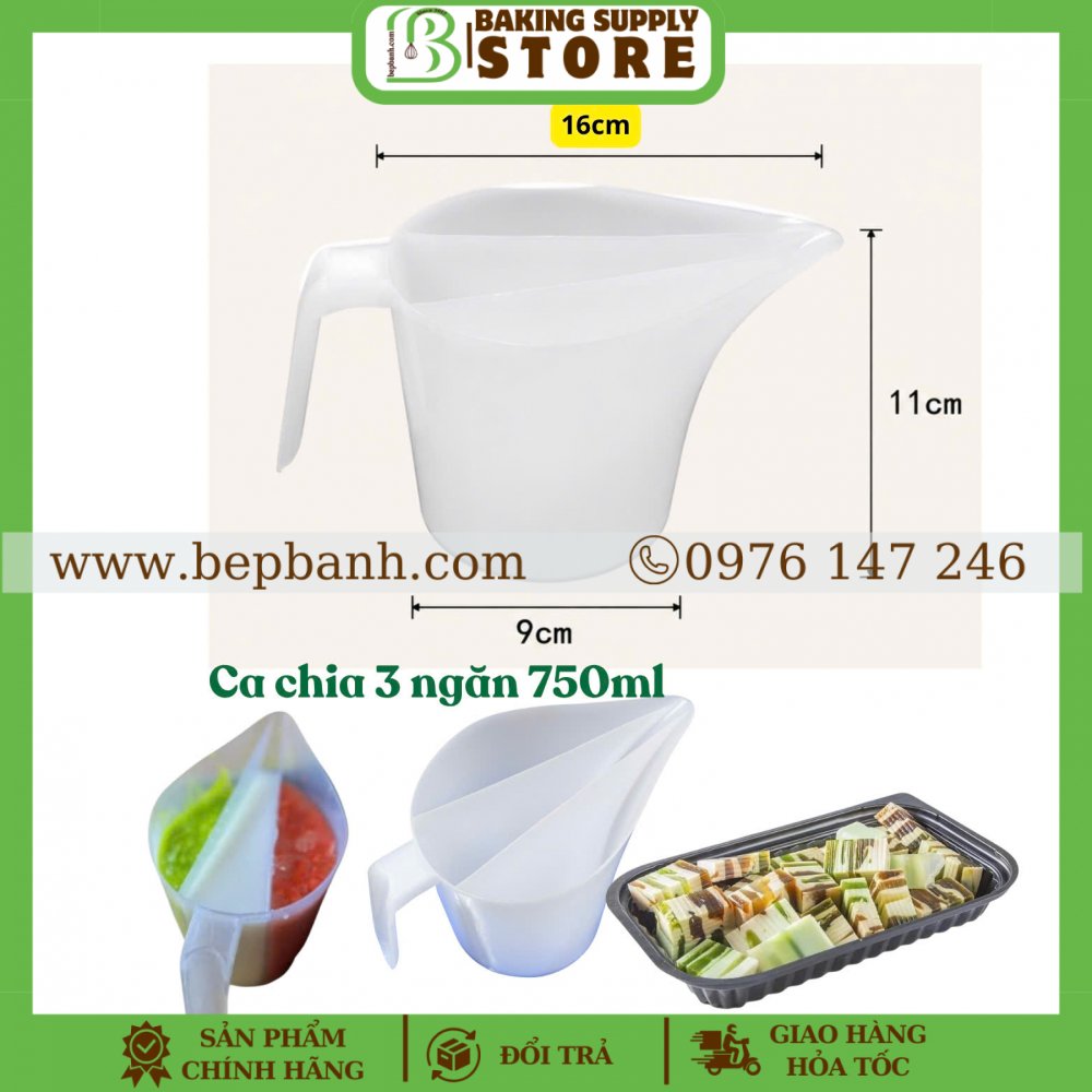 Ca nhựa 3 ngăn đổ rau câu sơn thủy