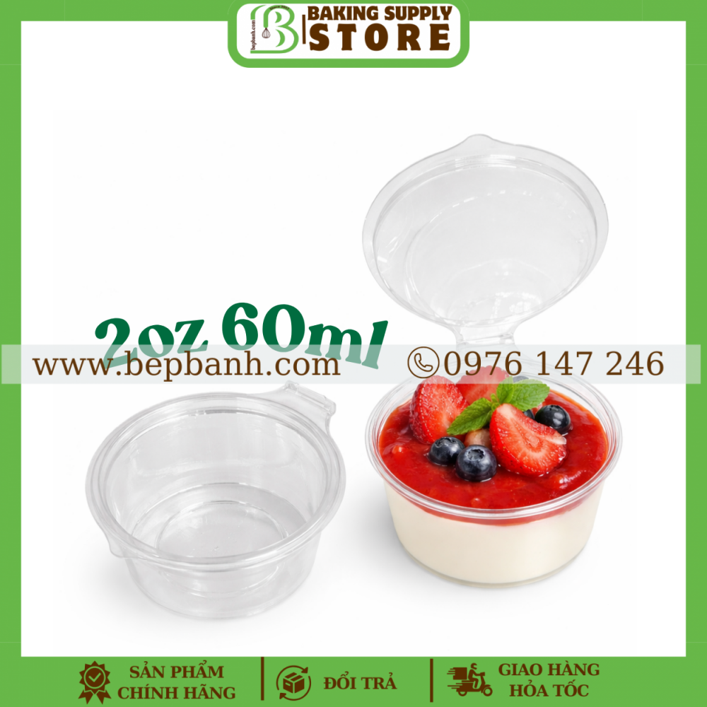 Cây 50 Hũ PET nắp liền 2oz 60ml Cây 50 Hũ PET nắp liền 2oz 60ml