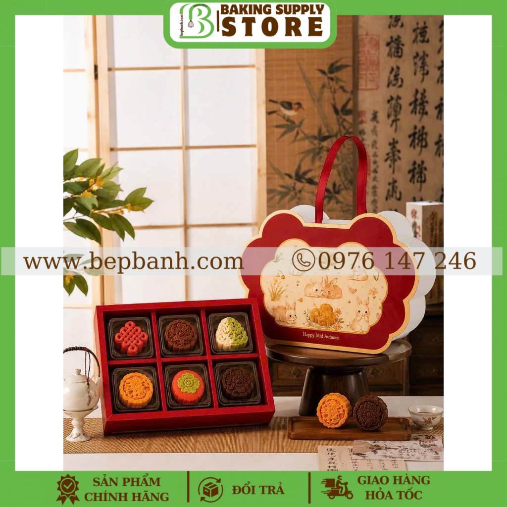 Hộp giấy trung thu 6 bánh 50gr - Thỏ Cát Tường