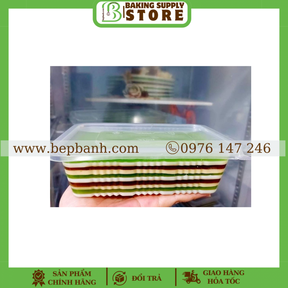 Hộp nhựa chữ nhật sọc 600ml