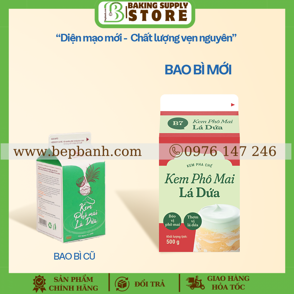Kem phô mai lá dứa 500g