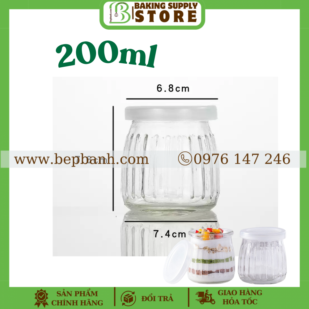 Lốc 6 hũ thủy tinh sọc 200ml