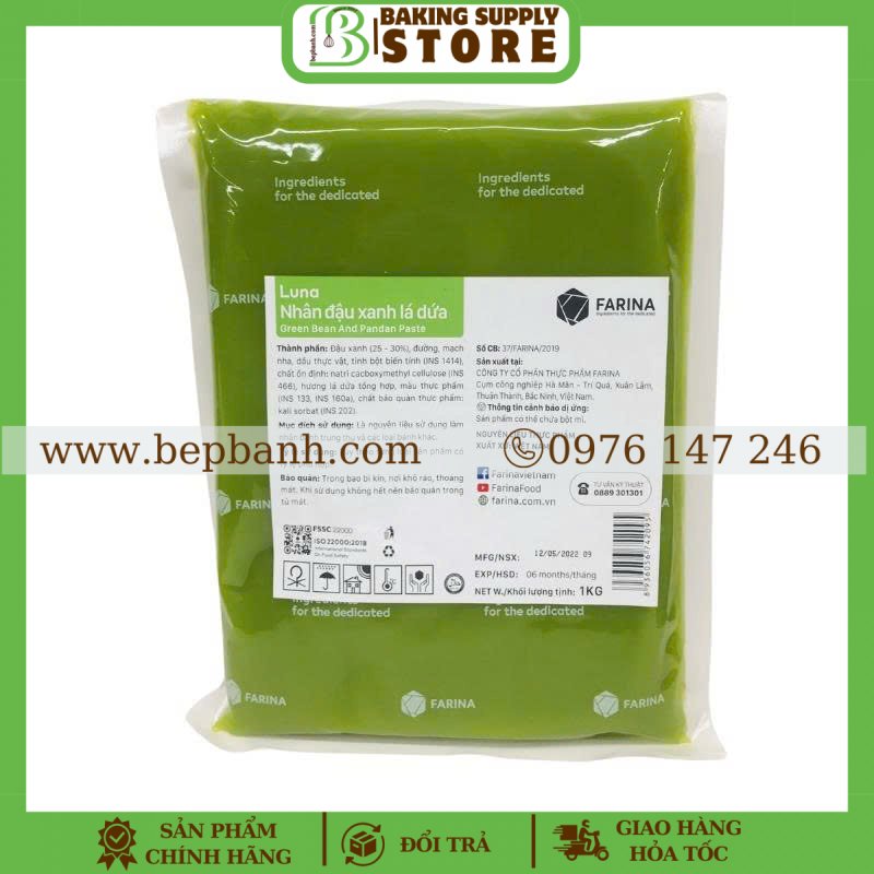 Nhân trung thu sên sẵn LUNA 1 kg Lá Dứa